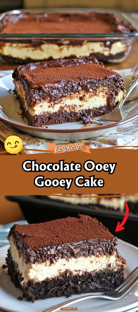 Dive into this decadent Chocolate Ooey Gooey Cake that's a chocolate lover's dream come true. With its rich, fudgy layers and melt-in-your-mouth texture, this cake is pure indulgence in every bite. It's the ultimate dessert to satisfy your sweet tooth! #ChocolateDelight #GooeyGoodness #DessertHeaven Chocolate Ooey Gooey Cake, Chocolate Gooey Butter Cake, Ooey Gooey Cake, Chocolate Butter Cake, Gooey Chocolate Cake, Chocolate Cream Cake, Fudgy Cake, Gooey Cake, Chicken Cake