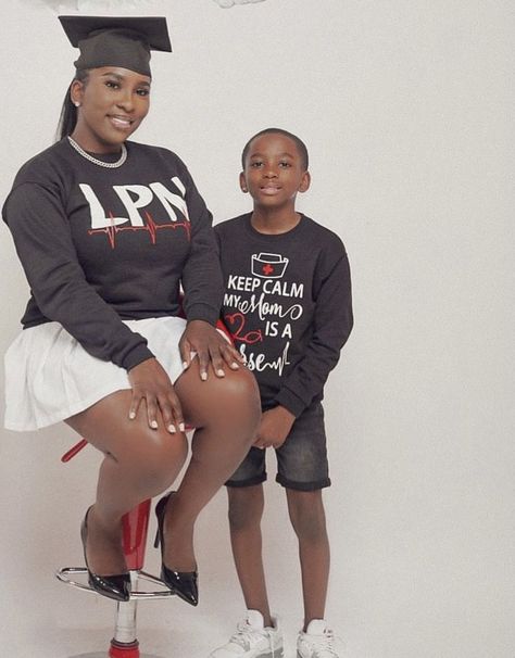 Black Nurse Graduation Pictures Lpn, Lpn Black Women, Lpn Graduation Pictures Photo Ideas, Lpn Pictures, Nursing Graduation Pictures With Kids, Lpn Photoshoot Ideas, Lpn Aesthetic, Lpn Graduation Party, Lpn Graduation Pictures