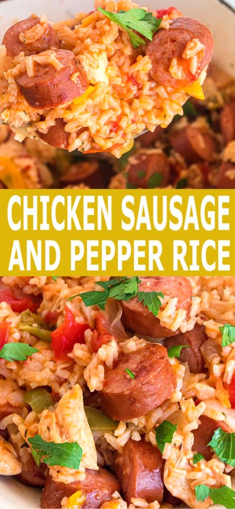 Dinner With Peppers, Pepper Rice, Chicken Sausage Recipes, Sausage Peppers And Onions, Smoked Sausage Recipes, Kielbasa Recipes, Creole Recipes, Sausage And Peppers, Long Grain Rice