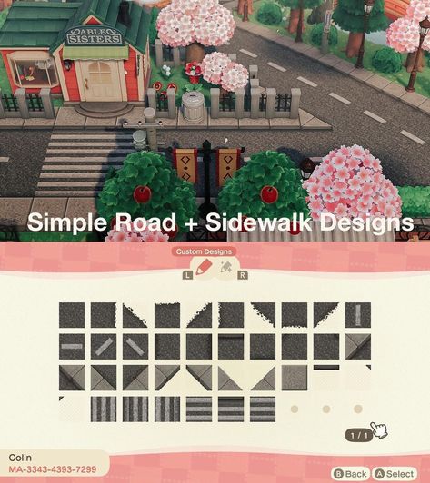 colin 🌙 on Instagram: “year-round roads and sidewalk codes. these are the first designs on my second creator ID (MA-3343-4393-7299) and i'm excited to be able to…” Acne Road Code, Road Pattern Animal Crossing, Acnh Pavement Design, Acne Citycore, Acnh City Road, City Path Acnh, Acnh Pavement Code, Animal Crossing Pavement Design, Floridacore Acnh