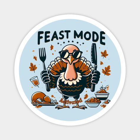 Feast Mode: Turkey Ready to Party, Thanksgiving Feast Mode; Activated, thanksgiving turkey, Talk turkey, Thanksgiving 2024, ideal gift.Get into 'Feast Mode' with this playful Thanksgiving design featuring a turkey wearing sunglasses, holding a fork and knife, and ready to dig into the holiday feast. Perfect for adding some humor and festive spirit to your holiday celebration -- Choose from our vast selection of magnets to match with your desired size to make the perfect custom magnet. Pick your… Thanksgiving 2024, Feast Mode, Thanksgiving Design, Turkey Thanksgiving, Holiday Feast, Thanksgiving Feast, Wearing Sunglasses, Thanksgiving Turkey, Holiday Celebration