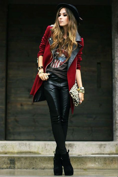 Black & Red || Rockstars & Rebels ❤ www.swipenshop.nl ❤ Winter Deep, Moda Rock, Top Fashion Bloggers, Soft Winter, Pastel Outfit, Rock Outfits, Mode Boho, Fashion Friday, Glam Look