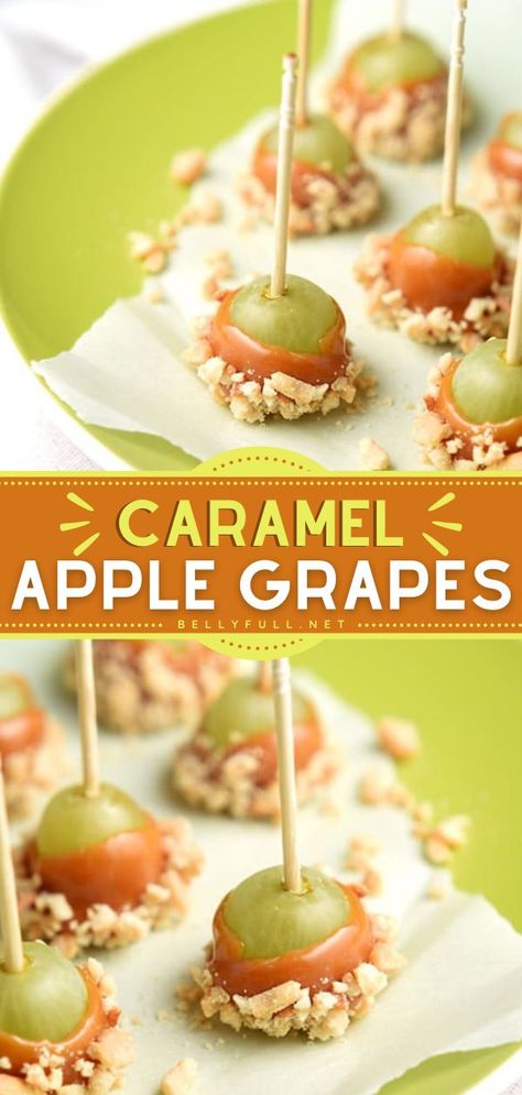 Caramel Apple Grapes Caramel Apple Grapes, Grape Recipe, Grape Appetizers, Grape Snacks, Candied Grapes Recipe, Candied Fruit Recipes, Apple Snacks, Grape Recipes, How To Make Caramel