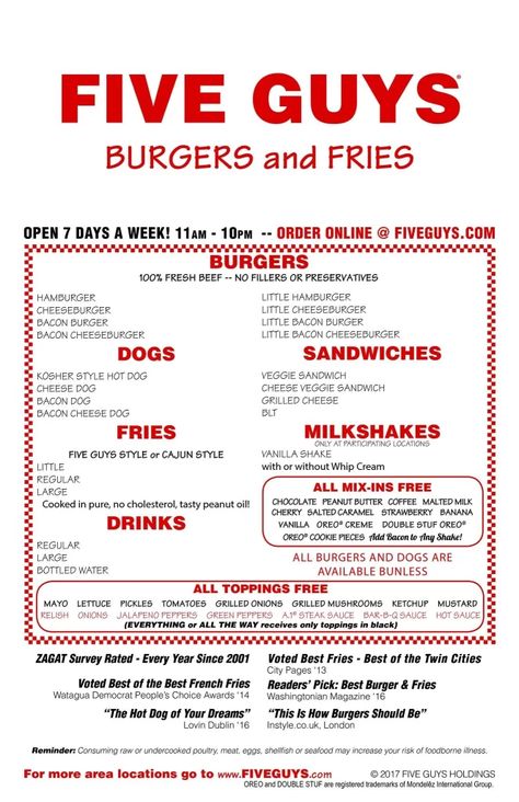 Five Guys Singapore Menu Five Guys Restaurant, Five Guys Burger Recipe, Guys Burgers Recipe, Burger Menu Design, Poster Burger, Five Guys Burger, Blt Grilled Cheese, 5 Guys Burgers, Peanut Butter Coffee