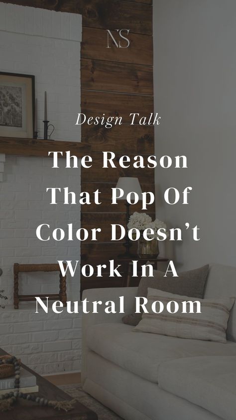 How to add color to a neutral home. Neutral home interior design advice. How to start doing colorful rooms. How to add depth and dimension to an all white home. Interior design advice | Nadine Stay #neutralhome #colorfulhome Cool Toned Home Interior, Neutral With Bright Accents, White Interiors With Pops Of Color, Adding A Pop Of Color To A Neutral Room, Bringing Color Into Neutral Room, How To Add Colour To Neutral Living Room, Ways To Add Color To Your Home, Modern House With Pops Of Color, How To Add Color To Neutral Living Room