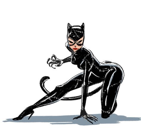 Cat Woman Pose Reference, Catwoman Pose Reference, Cat Woman Drawing Sketches, Cat Woman Poses, Cat Woman Cartoon, Catwoman Poses, Cat Woman Drawing, Mingjue Helen Chen, Catwoman Art