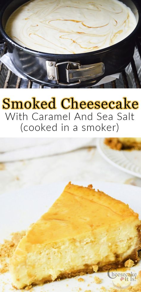 Things To Cook On A Smoker, Best Food To Cook In Smoker, Smoked Sea Salt Recipes, Dessert Smoker Recipes, Smoked Cheesecake Traeger, Food For Smoker, Smoker Cheesecake, Smoked Cake Recipes, Dessert On Grill