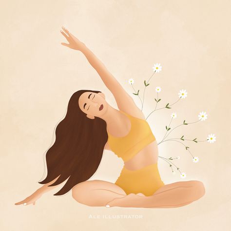 Yoga Illustrations, Yoga Vibes, Yoga Artwork, Yoga Painting, Happy International Yoga Day, Yoga Coffee, Morning Girl, Yoga Illustration, Yoga Prints