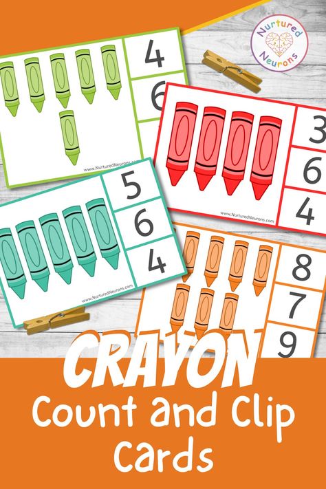 Crayon Activities For Preschool, Early Preschool, Counting Clip Cards, Counting Activities Preschool, Free Educational Printables, Folder Activities, Preschool Counting, Preschool Schedule, Counting Activity