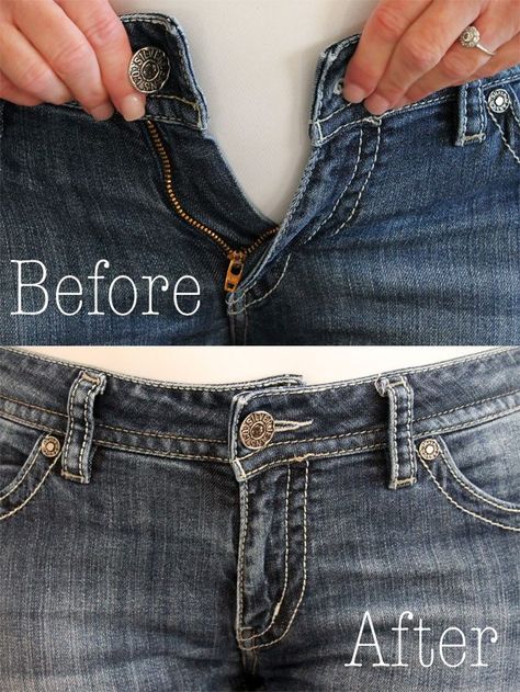 Instead of getting rid of a pair of jeans that is to small in the waist, make them comfortable again by altering the waistband to fit. Rattoppare I Jeans, How To Wear Belts, Altering Jeans, Corak Menjahit, Sewing Alterations, Sew Ins, Costura Diy, Beginner Sewing Projects Easy, Altering Clothes