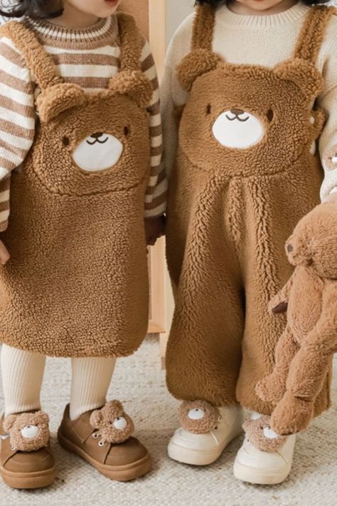 Teddy Bear Dress, Bear Dress, Winter Market, Minimalist Clothes, Baby Mode, Bear Shape, Bear Family, Patch Embroidery, Linnet