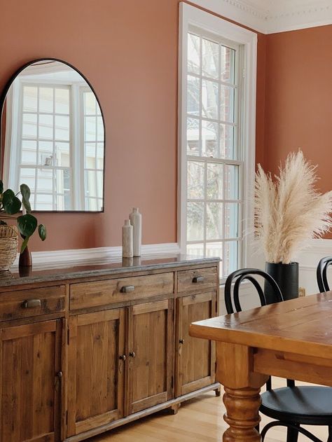 Room Inspiration Bedroom Aesthetic, Bedroom Apartment Aesthetic, Terracotta Dining Room, Terracotta Paint Color, Inspiration Bedroom Aesthetic, Warm Room Aesthetic, Terracotta Living Room, Clean Room Aesthetic, Room Aesthetic Ideas