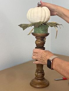 Pumpkins On Candle Holders, Fall Candlestick Ideas, Fall Candle Holder Ideas, Making Fall Decorations, Fall Candle Stick Decor, Fall Candlestick Arrangements, Fall Pumpkin Arrangements, Fall Decor For 2023, Fall Table Arrangements Autumn