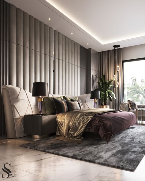 We present you an elegant design of the master bedroom, where the center of attraction is soft bed with a headboard made of textured suede with voluminous seams forming a geometric pattern.
~
Представляем вам изящный дизайн мастер-спальни, где центром притяжения является мягкая кровать с изголовьем, выполненным из фактурной замши с объемными швами, образующими геометичный узор. #studia54 #bedroomdesign #luxurybedroom #luxurydesign Luxury Bedroom Lighting, Taupe Bedroom, Opulent Bedroom, Exclusive Bedroom, Interior Design Per La Casa, Luxury Bedroom Master, Design Del Prodotto, Contemporary Bedroom, Dream Bedroom