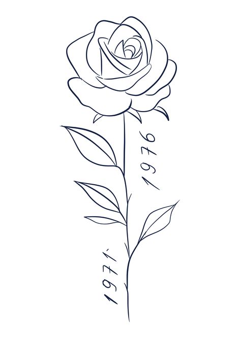 Rose Tattoo Ideas Female Forearm, Simple Rose Tattoo Stencil, Flower Stems Tattoo, Rose Line Drawing Tattoo, Rose Memorial Tattoo Grandmothers, Hispanic Inspired Tattoos, Rose Tattoo Design Forearm, Long Rose Tattoo, Rose Tattoo With Date