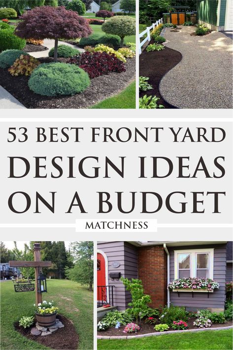 53 Best Front yard Design Ideas on a Budget Frontyard Landscape Ideas House, Landscape Design For Farmhouse, Front Yard Landscaping Ideas Ranch House, Ranch House Landscaping Ideas, Front Entryway Garden Ideas, Ranch Landscape Ideas Front Yard, Lawn Decor Ideas Front Yards, Front Yard Garden Ideas Simple, Landscape Ideas For Front Of House Ranch