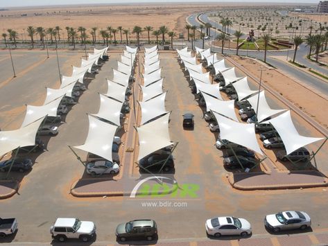 Why the Car Parking Shades design as Hypar?  1. With a car parking sheds, the car can be protected all weather, perfect UV resistance, waterproof, wind proof, Snow proof, Shake proof.   2.Not only Hypar Car Parking Shelter Canopy, But also is City Landscape Covered Parking Ideas Outdoor Spaces, Sohar Oman, Shade Trellis, Car Park Design, Shading Device, Landscape And Urbanism Architecture, Space Car, Tensile Structures, Shelter Design