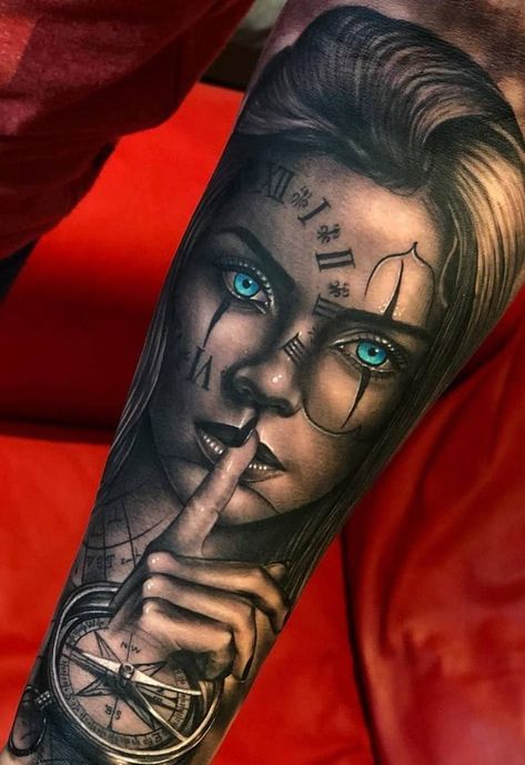 42+ Best Arm Tattoos – Meanings, Ideas and Designs for This Year Part 22; arm tattoo ideas; arm tattoo women; arm tattoo design; arm tattoo for girls; arm tattoos for girls; arm tattoos for women; arm tattoos female Realistisches Tattoo, Seni Mural, Tato Dengan Makna, Catrina Tattoo, Sulam Alis, Girl Face Tattoo, Worlds Best Tattoos, Girl Arm Tattoos, Marvel Tattoos