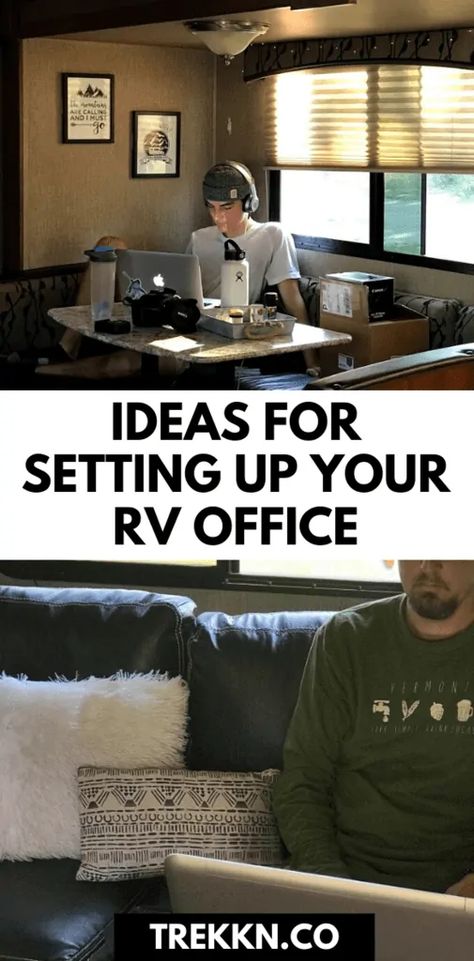 Rv Office Space, Rv Office, Rv Decorating Ideas, Travel Trailer Living, Rv Floor Plans, Rv Decorating, Rv Redo, Full Time Rv Living, Mini Office