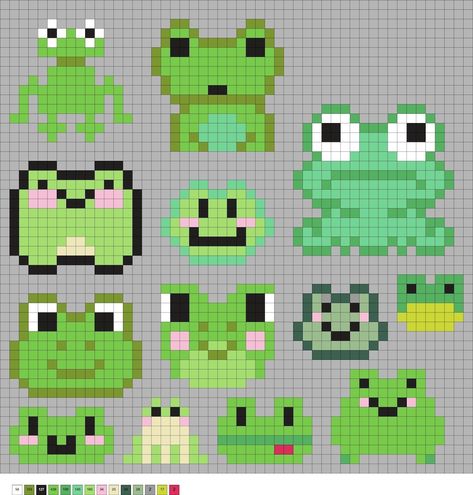 Frog Perler Beads, Melty Bead Designs, Melt Beads Patterns, Easy Perler Bead Patterns, Piskel Art, Pixel Beads, Easy Perler Beads Ideas, Easy Pixel Art, Fuse Bead Patterns