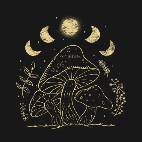 Moon Mushroom, Mushroom Moon, Mushroom Tattoos, Sacred Feminine, Mushroom Design, Brown Style, 3 Kids, Moon Art, 4 Kids