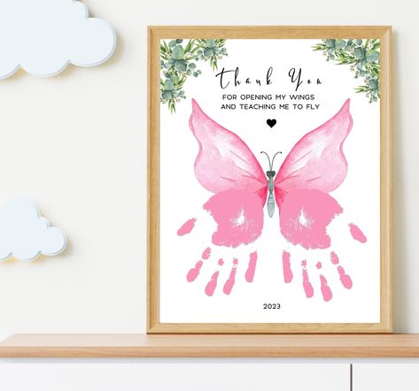 Teacher Appreciation Gift, Crafts for Kids, Handprint Craft Printable, Diy Craft for Child, Thank you Butterfly Handprint Art, Handprint Art For Grandma, Flower Handprint Art, Art Craft Kids, Handprint Butterfly, Flower Handprint, Mother's Day Activities, Easy Cartoon Drawings, Handprint Craft