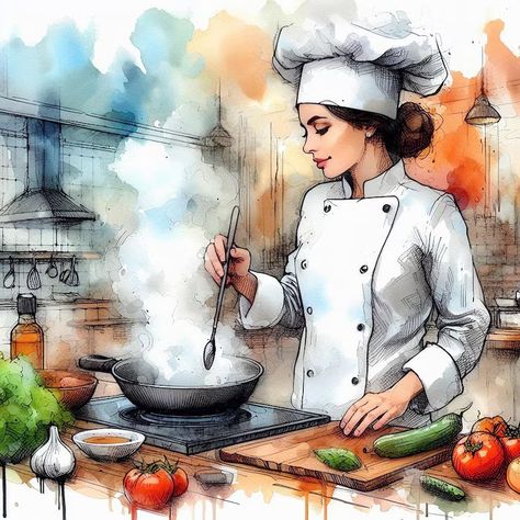 Premium Photo | The Art of Cooking A Chefs Passionate Creation Girly Anime, Chef Images, Cook Pictures, Chef Uniforms, Art Of Cooking, Baba Jaga, Chef Work, Mandala Wallpaper, Chef Uniform