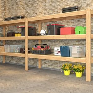 Construction Garage, Garage Storage Racks, Garage Loft, Building A Garage, Garage Storage Shelves, Shed Organization, Basement Storage, Garage Work Bench, Garage Shelf