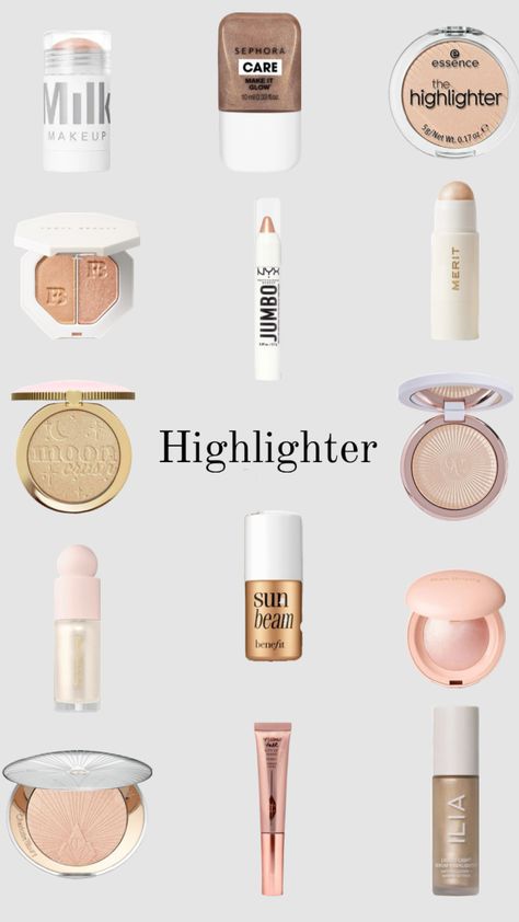 #highlighter #makeup Highlight Makeup Look, Good Highlighters, Cookie Highlighter, Makeup Highlighting, Highlighters Makeup, Strobing Makeup, Makeup Highlight, Gold Highlighter, Highlight Makeup