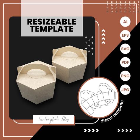 Candy Box Template, Diy Gift Box Template, Hexagon Box, Box With Handle, Gift Box Template, Packing Design, Diy Gift Box, Paper Packaging, Box Template