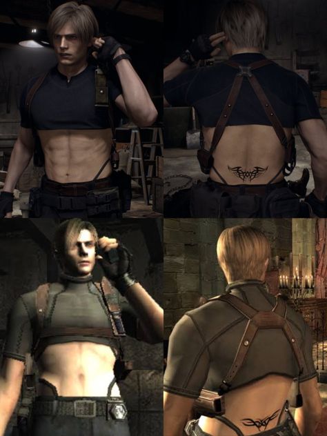 Leon Tramp Stamp, Leon Re4 Remake, Re4 Remake, Goth Y2k, Best Zombie, Райан Гослинг, Movie Plot, Resident Evil Collection, Snk Cosplay