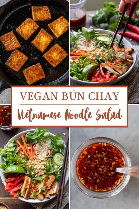 Vegan Bún Chay (Vietnamese Noodle Salad) Vegan Vietnamese Recipes, Vegan Vietnamese, Vietnamese Noodle Salad, Vegetarian Asian, Simple Dressing, Quick Vegan Meals, Chai Recipe, Vegan Asian, Noodle Salad