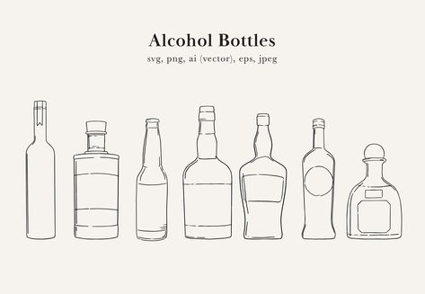 Liquor Drawing, Alcohol Bottle Art, Wine Bottle Drawing, Bottle Logo, Art Bottle, Tequila Bottle, Bottle Drawing, T Shirt Logo Design, Tequila Bottles