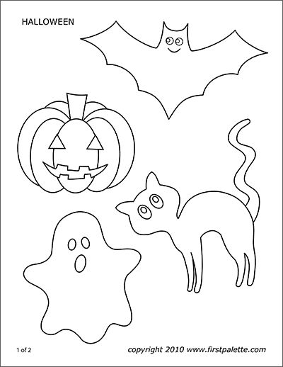 Printable Coloring Pages | Page 4 | Free Printable Templates & Coloring Pages | FirstPalette.com Halloweenpyssel Barn, Veselý Halloween, Printable Halloween Decorations, Moldes Halloween, Free Halloween Coloring Pages, Free Printable Templates, Fun Craft Ideas, Halloween Printables Free, Halloween Arts And Crafts