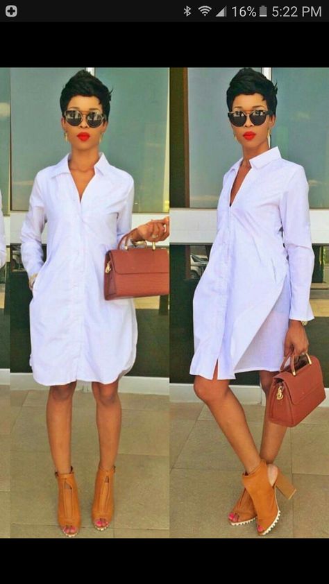 Shirt Dress Outfit Black Women, White Shirt Dress Outfit Classy, Shirt Dress Outfit Classy, Kitenge Jackets, Shirt Dress Ideas, White Shirt Dress Outfit, Dress Outfit Black Women, White Parties, Outfit Black Women