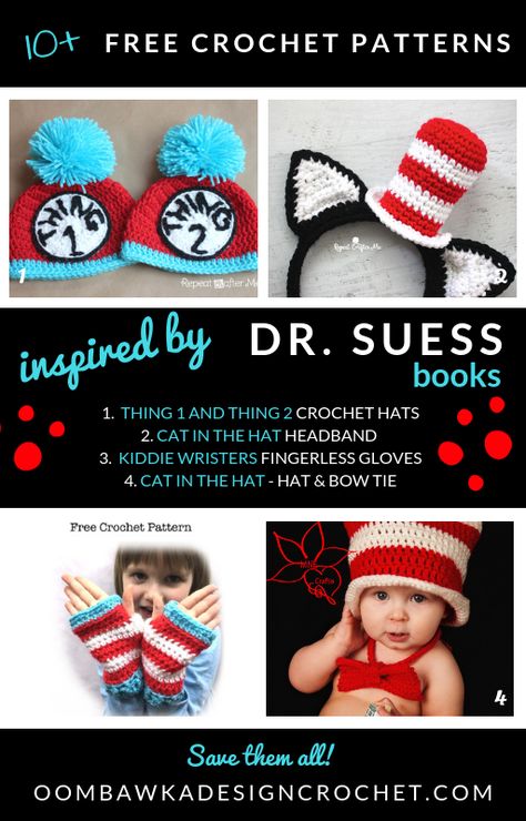 The Cat in The Hat Crochet Patterns https://oombawkadesigncrochet.com/2019/03/the-cat-in-the-hat-crochet-patterns.html Yesterday my daughter was trying to pick out a reusable snack bag at our Local Shop Lucy Pearlle which specializes in antiques, vintage items and handmade items from local artisans - and one of them … Cat In The Hat Crochet Pattern Free, Dr Seuss Crochet Patterns Free, Crochet Cat In The Hat Pattern Free, Fun Crochet Hats For Kids, Cat In The Hat Crochet, Crochet Cat In The Hat, Hat Crochet Patterns, Toddler Hats, Crochet Cat Hat