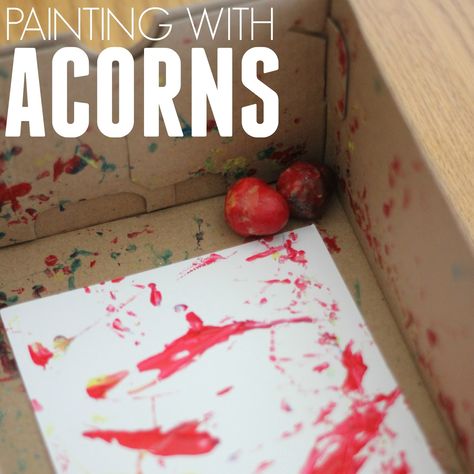 Easy Colorful Toddler Art: Painting with Acorns - Toddler Approved Waddler Activities, East Coast Fall, Child Activities, Fall Themes, Valentine's Day Crafts, Pumpkin Activities, Fall Lessons, Preschool Planning, Seasonal Activities