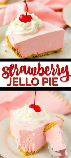 Cool Whip Jello, Strawberry Pie With Jello, Strawberry Jello Pie, Jello Pie, Cool Whip Desserts, Recipe Crockpot, Biscuits Graham, Dessert Parfait, No Bake Pumpkin Pie