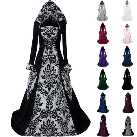 PRICES MAY VARY. 【Renaissance Dress Women Skin-friendly Material】 This elegant medieval dress costume is made of high quality Rayon and Polyester, soft, lightweight and comfy for skin. Excellent workmanship, each adult halloween costume is carefully hand-made by experienced dressmakers. And makes you more attractive and charming. With this such womens medieval victorian hooded cloak dress, you will enjoy a wonderful night! A must one for Halloween party! 【Plus Size Vintage Style Womens Halloween Halloween Victorian Costume, Elaborate Witch Costume, Victorian Vampire Couple Costume, Dia De Los Muertos Dresses For Women, Steampunk Vampire Costume, Victorian Vampire Costume Women, Catrina Costume Dresses, Woman Vampire Costume, Short Victorian Dress