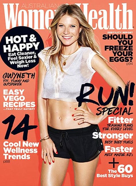 Fit and fabulous! Gwyneth Paltrow, 44, flaunted her incredibly toned tummy in a crop top and tiny shorts, on the cover of Australian Women's Health Adele Weight, Health Magazine Cover, Best Keto Meals, Celebrity Bodies, Toned Tummy, Womens Health Magazine, Mens Journal, Wellness Trends, Health Trends