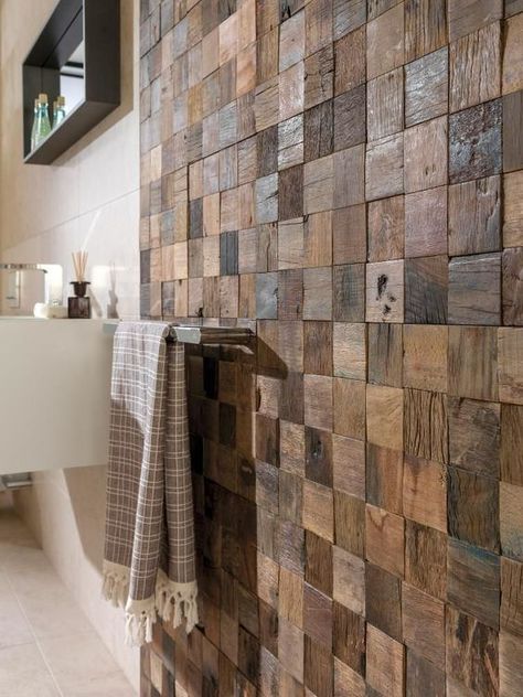 Makeover Kamar Mandi, Wooden Wall Design, Wood Wall Design, Wooden Bathroom, Hus Inspiration, Into The Woods, Bathroom Designs, Design Case, Bathroom Makeover