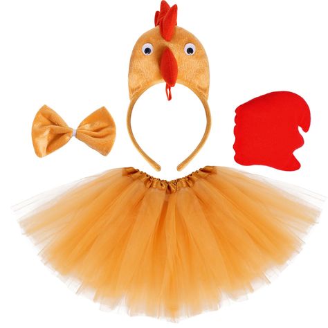 PRICES MAY VARY. Kids 3D Chicken Costume Tutu Set: Package include 1 piece 3D chicken ears headband, 1 piece bow tie, 1 piece chick tail, 1 piece yellow tutu skirt. maybe there has some smell, please wash them before use. Please check the tutu size before order. Material: The chicken chick ear headband bow tie tail tutu set is made of flannelette polyester, mesh, plastic, soft and durable, plush and comfortable to wear. chicken tail and bowtie with elastic band design for convenient wearing, ado Chicken Costume, Duck Costumes, Minnie Mouse Toys, Chicken Costumes, Christmas Cosplay, Chicken Chick, Little Red Hen, Baby Chickens, Animal Costumes