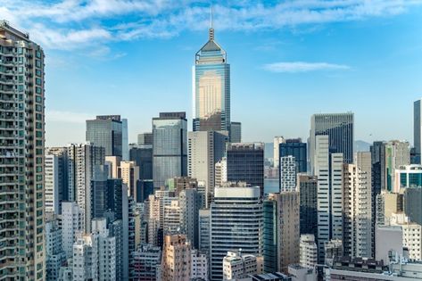 The amazing view of hong-kong cityscape ... | Premium Photo #Freepik #photo #background #business #city #building Building Images, City Background, View Wallpaper, White Building, Theme Background, City Pictures, Urban City, City Wallpaper, City Landscape