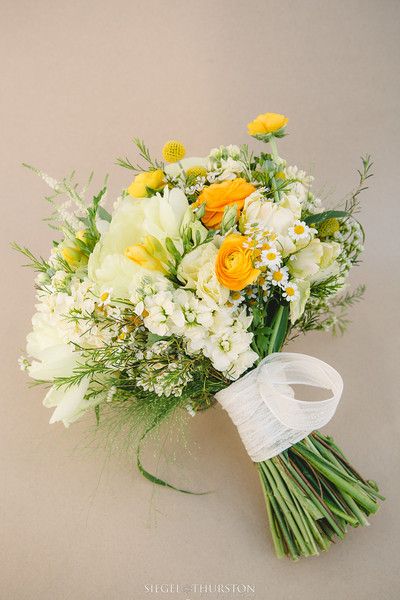 White Green Yellow Bridal Bouquet, Yellow White Green Wedding Flowers, Green White Yellow Flower Arrangements, White Yellow Orange Wedding Flowers, Yellow And Orange Bridal Bouquet, White And Pale Yellow Wedding Bouquet, Wedding Bouquets Daffodils, Bride Bouquets Yellow And White, Yellow Prom Dress Bouquet