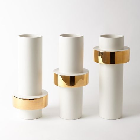 Mid Rings, Silver Vase, Gold Vases, Global Views, Table Vases, Vase Design, White Vases, Vase Set, Beautiful Vase