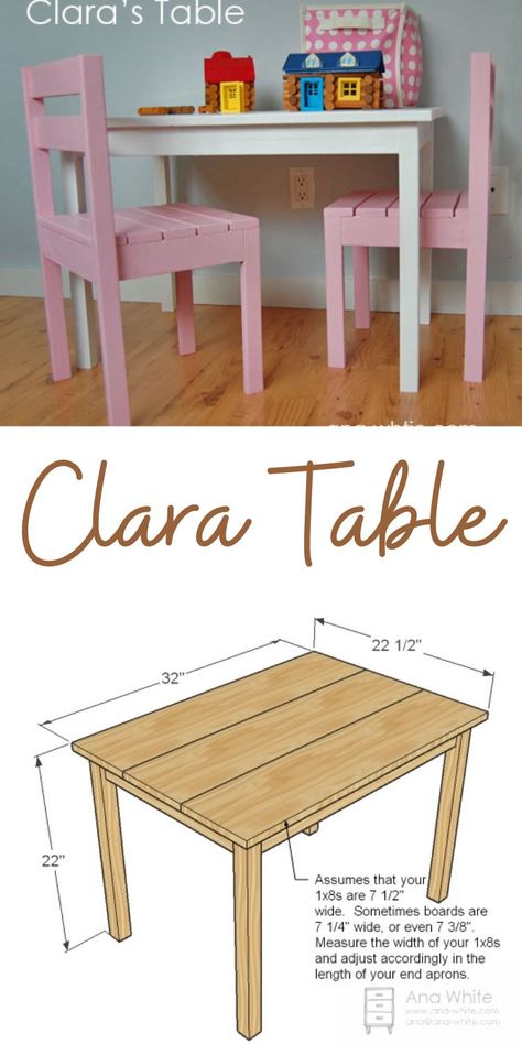 Kids Table Diy, Diy Kids Table And Chairs, Diy Toddler Table And Chairs, Toddler Table And Chairs Diy, Kid Table Plans, Kids Wood Table And Chairs, Rustic Kids Table And Chairs, Anna White Farmhouse Table Diy, Diy Kids Art Table