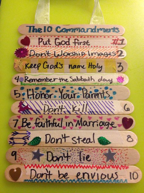 10 Commandments Popsicle Stick Craft, Moses And The 10 Commandments Preschool Craft, 10 Commandments Bible Craft, Bible School Crafts For Kids Ideas, 10 Commandments Of The Bible Kids, Sunday School Activities For Kids Games, 1st Commandment Craft, Preschool 10 Commandments Craft, 10commandments Craft