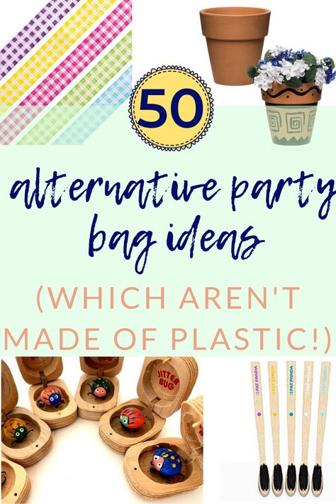 Fun alternative kids party bag ideas for kids to aid a zero waste lifestyle! Loads of ideas for eco party bag fillers with no plastic. Kids Party Gift Bag Ideas, Eco Kids Party, Party Bag Ideas For Kids, Birthday Party Gift Bag Ideas, Party Bag Alternative, Outdoor Party Favors, Party Bag Ideas, Toddler Party Favors, Kids Party Bags Fillers