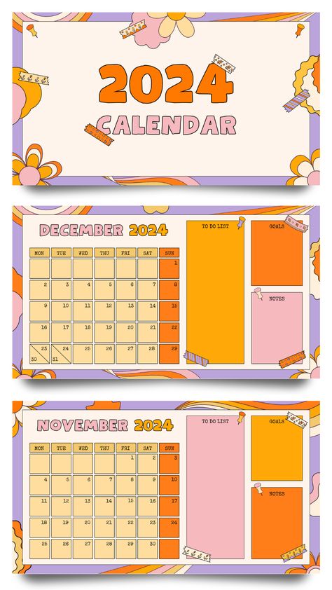 Use this customizable Colorful Illustrated Retro 2024 Cartoon Calendar template and find more professional designs from Canva. #pink #yellow #orange #colorful #retro #illustrated #flower #planner #calendar #cartoon #playful #cartooncalendar #canva #template #groovy Canva Calendar Templates, Calendar Design 2024, 2024 Calendar Design, Y2k Calendar, Calendar Poster Design, Canva Calendar, Calendar Cartoon, Retro Calendar, Illustration Calendar