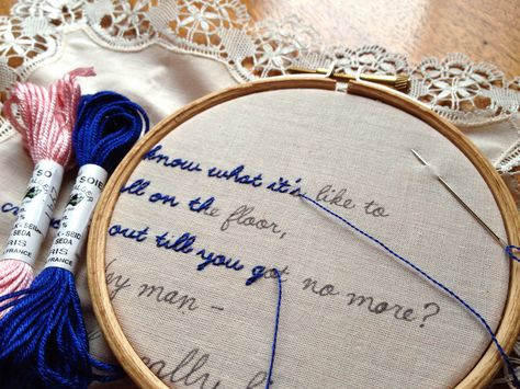 Starting up a huge long-term project. Blogged over here! Embroidered Letters, Wedding Song, Favorite Lyrics, Idea Gift, Slow Stitching, Embroidery Hoop Art, Embroidery Inspiration, Embroidery Techniques, Diy Embroidery